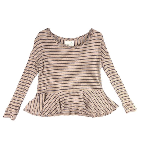 We The Free People Auntie Em Striped Thermal Peplum Top, Women's S 3/4 Sleeve - Picture 9 of 9